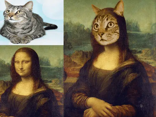 Image of Monalisa and a cat.