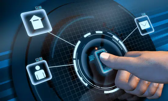 Illustration of a biometrics access control system.