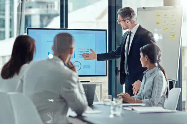 A team of marketing using Visual Aid in their meeting.