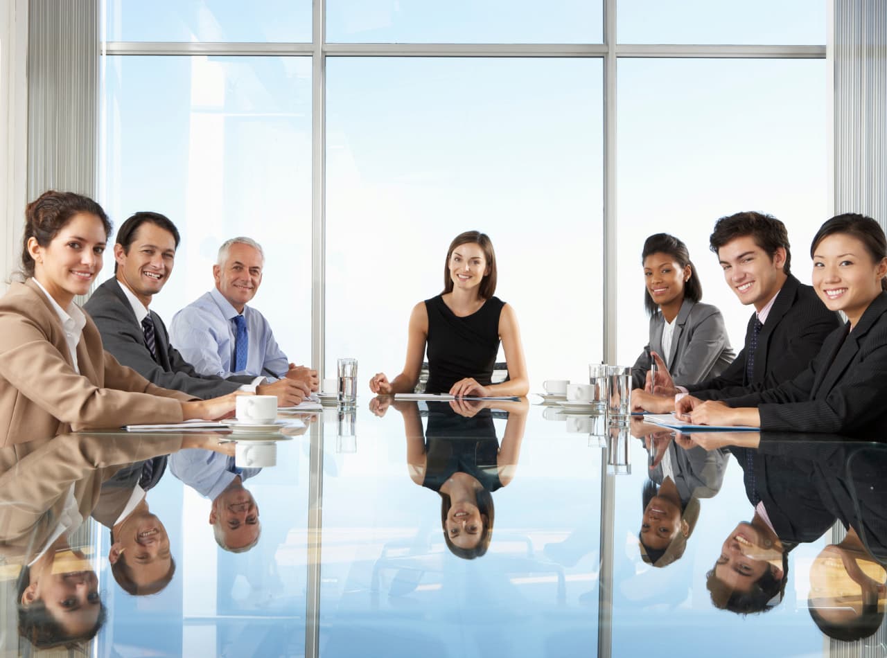 Business committee inside the meeting room.