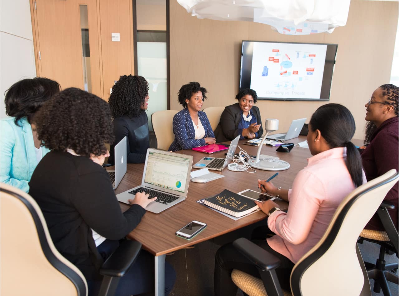 Government employees having a board meeting.