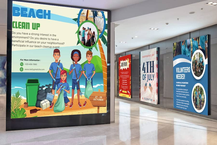 Digital Signage Announcement from government in public areas.