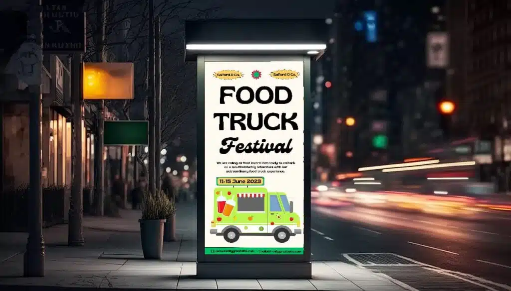 Food truck business Digital signage on the street.