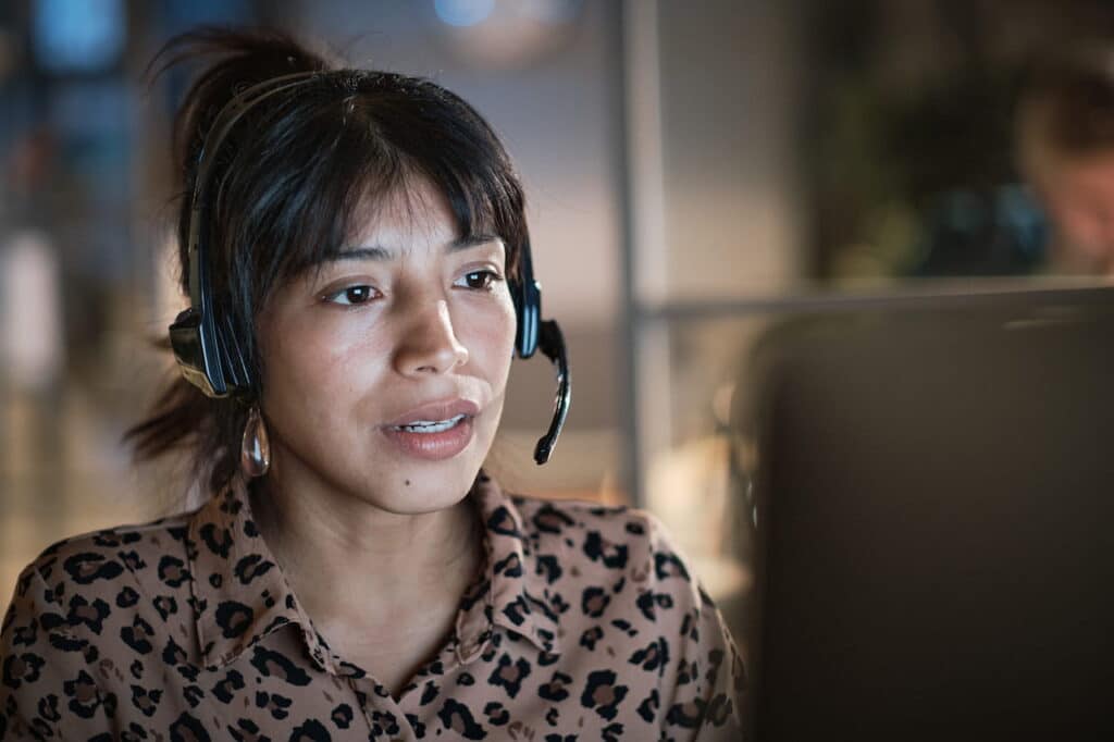 Woman working on a customer service department.