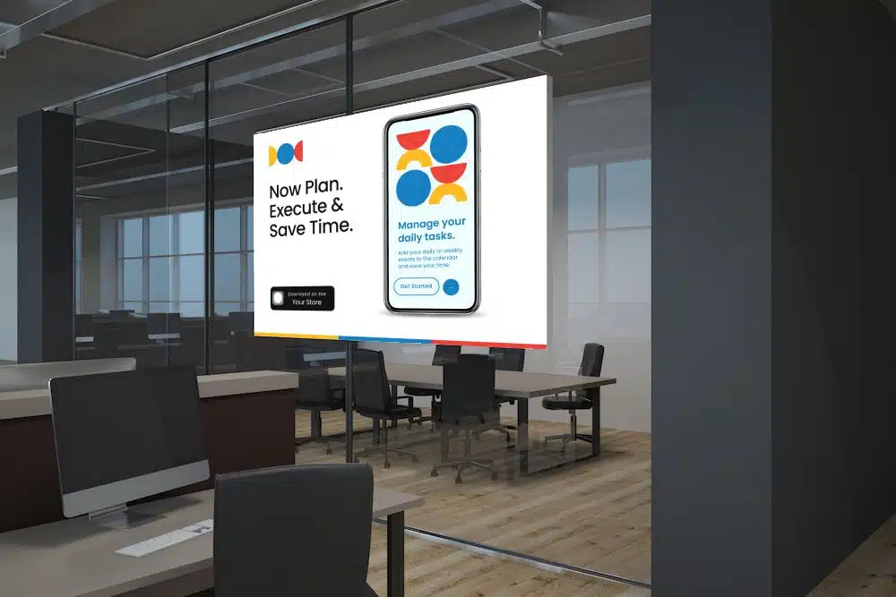 woman looking at interactive digital signage in buffalo new york