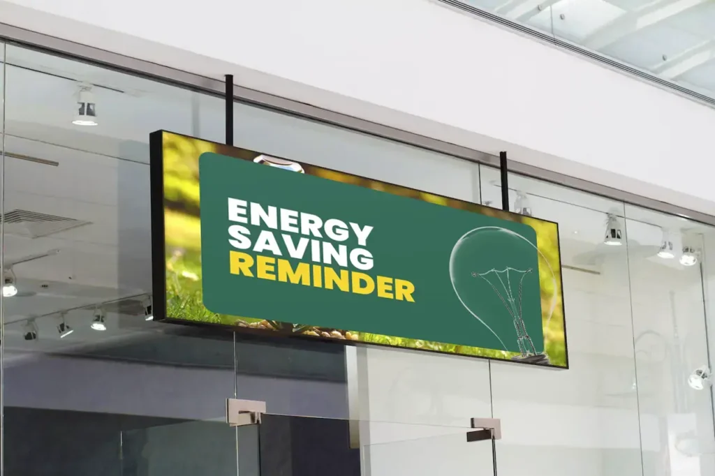 Digital signage about energy consumption