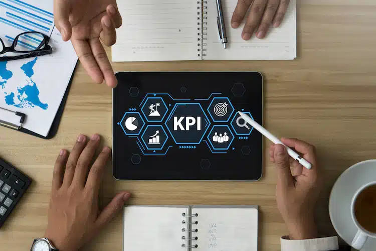 digital screen tablet showing diagram for KPI