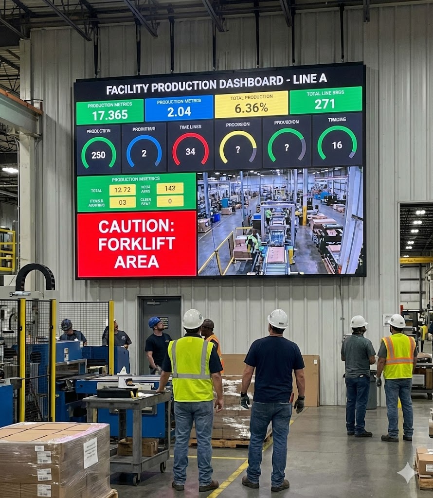 men working closely to led wall