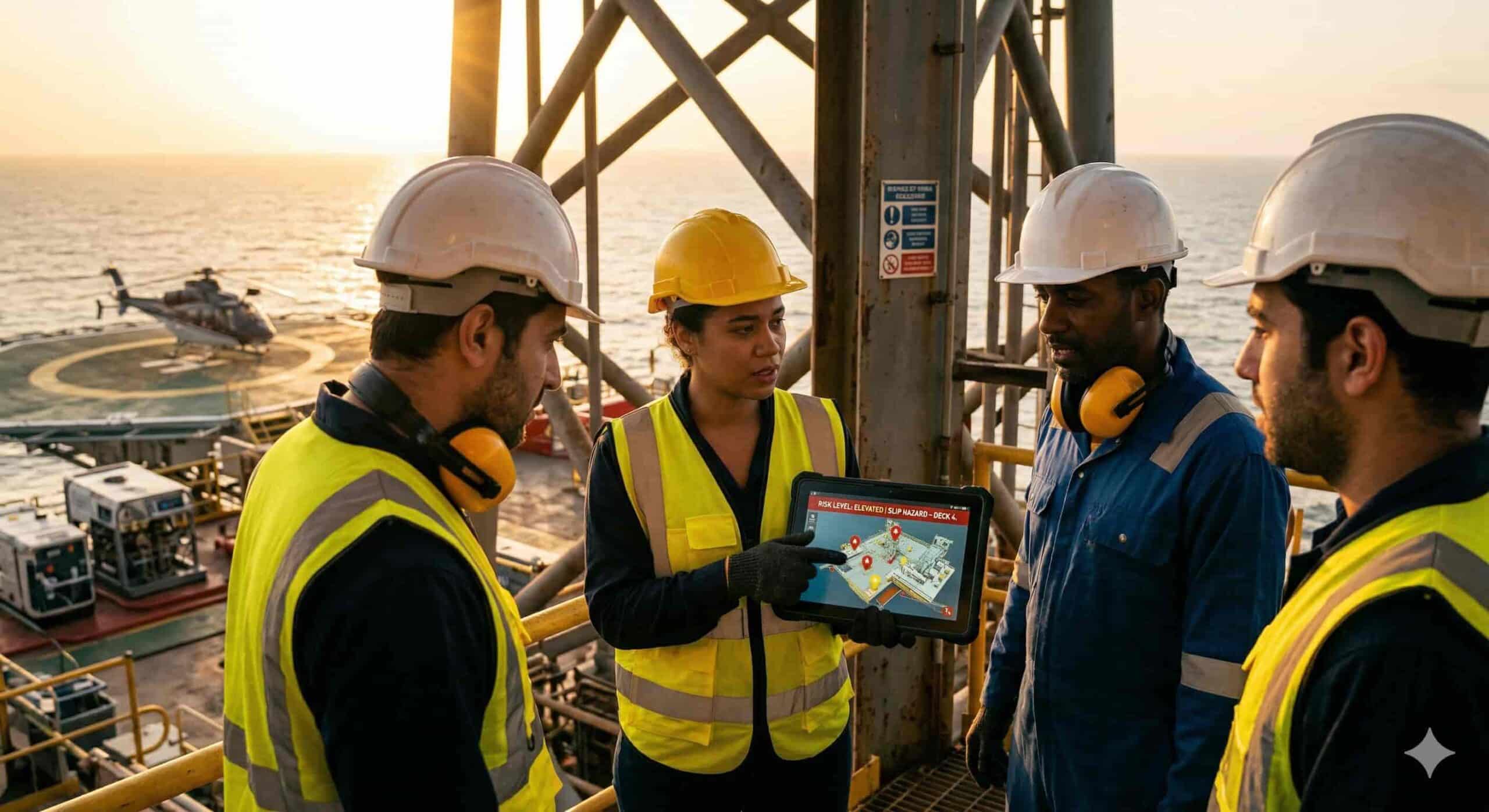 group discussing safety measures